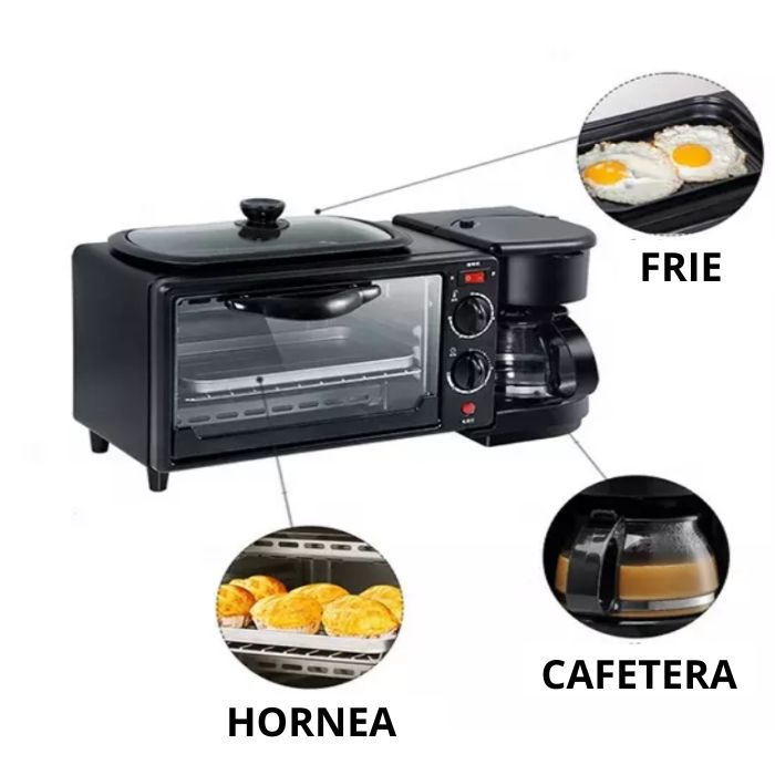 ¡Cocina, fríe y disfruta de tu café con el Horno Eléctrico 3 en 1! 🍳☕ ¡Envío GRATIS! 🚚