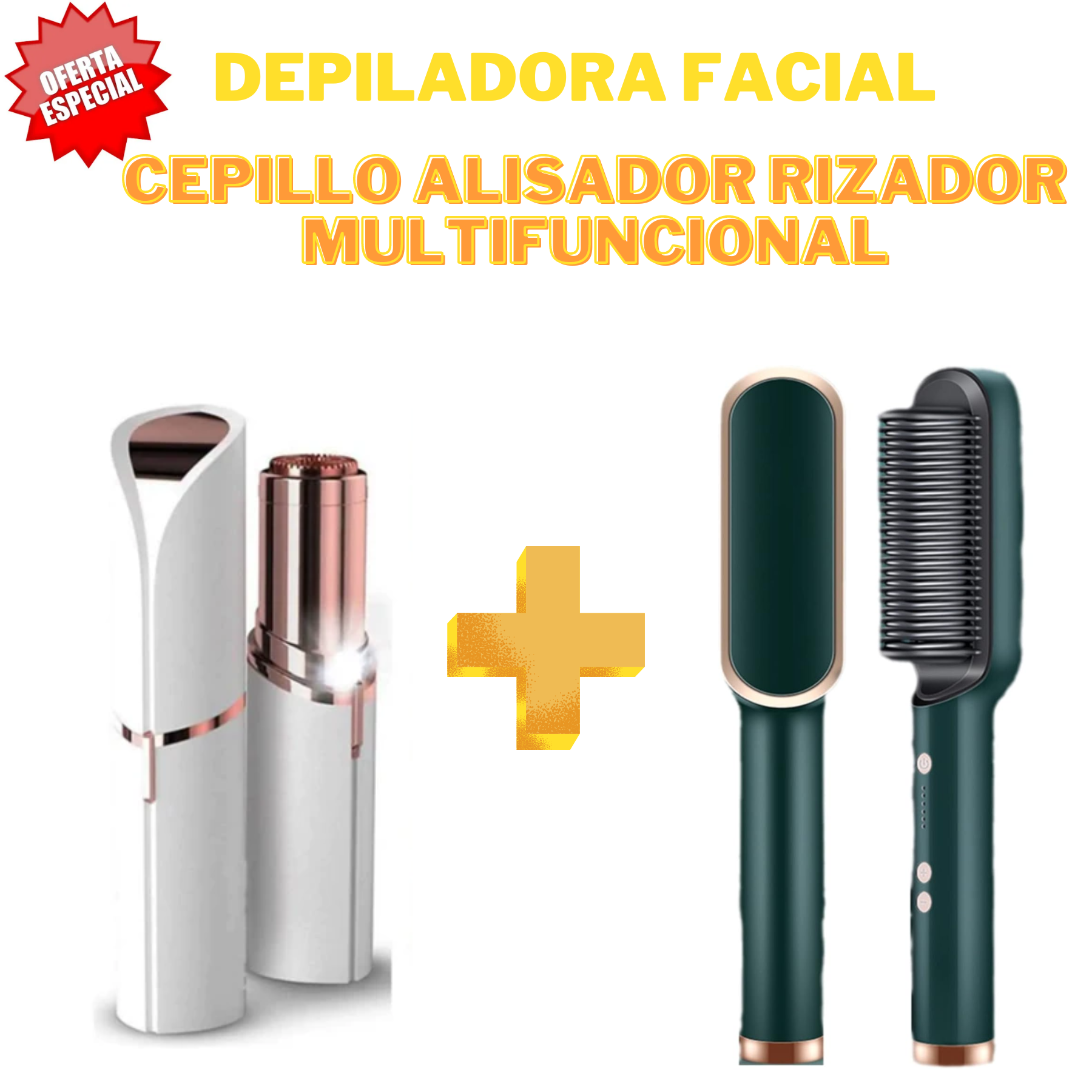 ✨ Cepillo Alisador + Depiladora Facial ¡Todo en Uno + Envío Gratis! 🌸